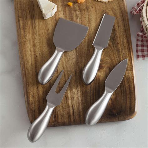 4 pc legacy stainless steel cheese set in wooden box|mini cheese knife set.